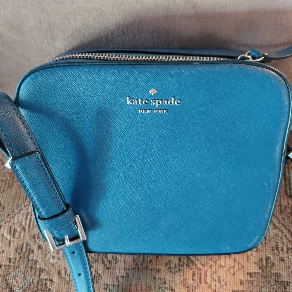 Kate Spade Blue Saffiano Leather Crossbody Bag